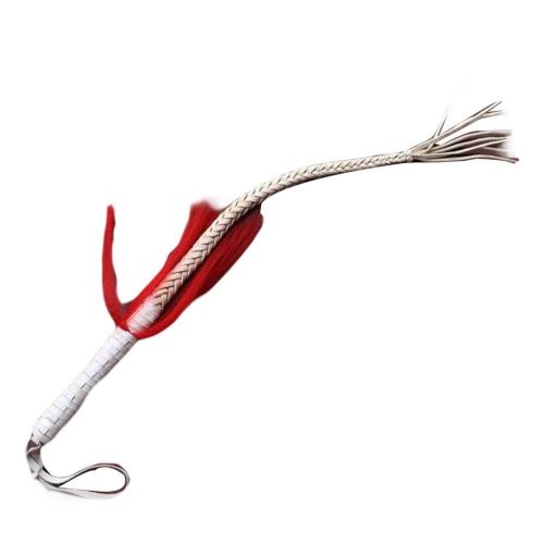 White Horse Crop; Short Braided Whip; Riding Crop Training Tool; Dance Prop, 70cm