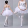 Panda Superstore: Women's Swan Ballet Dance Dress; Spaghetti Strap Tutu; Sequined Costume, White